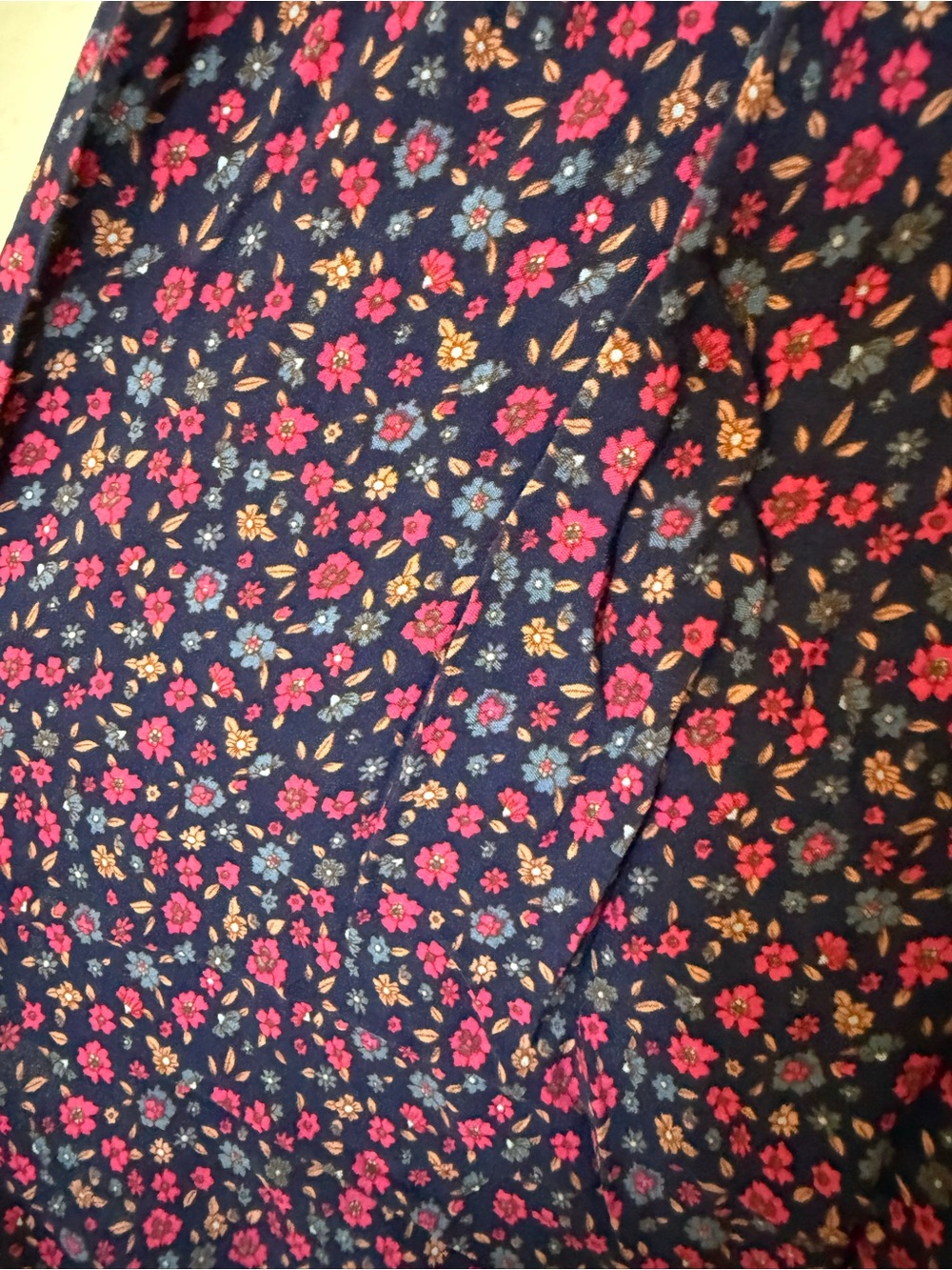 NATURAL LIFE Navy Maxi Skirt with Pink Floral Border Size small - Picture 3 of 6